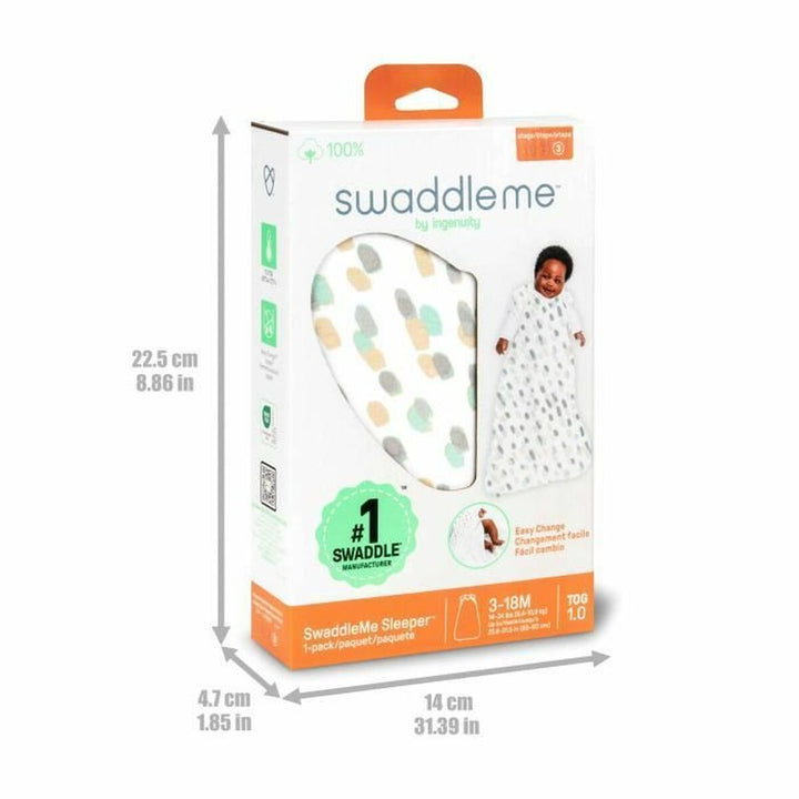 Ingenuity SwaddleMe Schlafsack für 3-18 Monate mit Punktmuster. Wearable Decke für Babys.