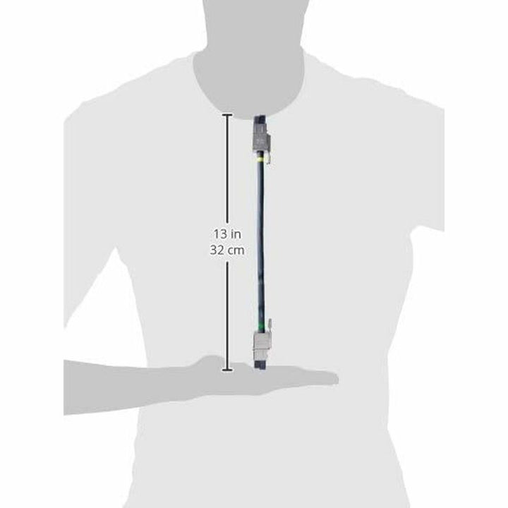 Schwarzes CISCO CAB-SPWR-30CM Stromkabel mit grauen Anschlüssen, ca. 32cm lang.