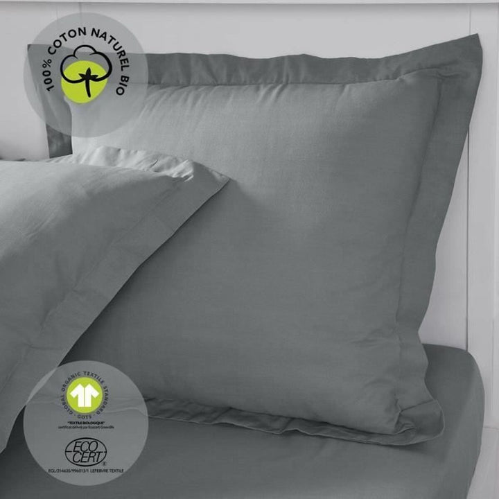 Grauer Kissenbezug TODAY 63x63 cm aus 100% Bio-Baumwolle mit Zertifizierung.