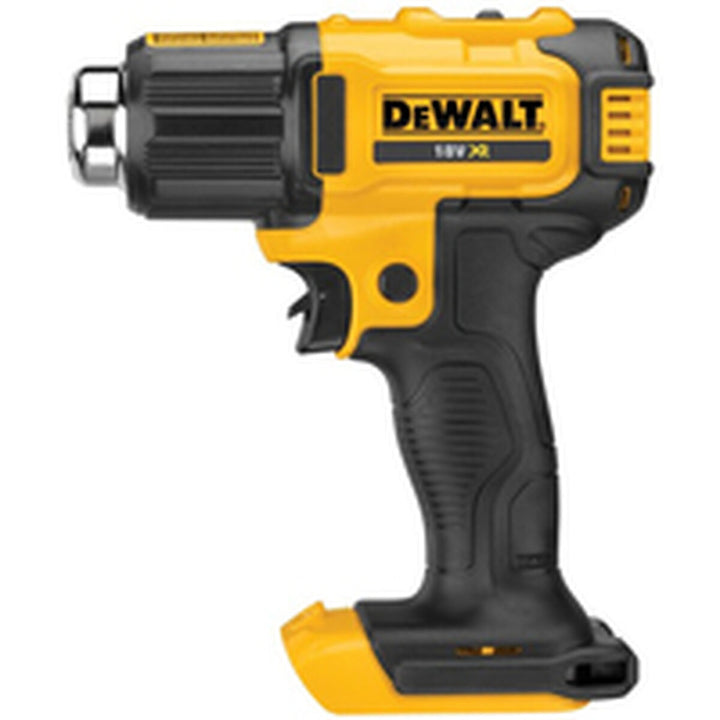 Gelbe Dewalt DCE530N-XJ Heißluftpistole mit Pistolengriff Design und gut sichtbarem Logo.