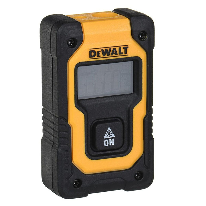 Gelber DeWalt Entfernungsmesser DW055PL-XJ mit digitalem Display und Power-Button.