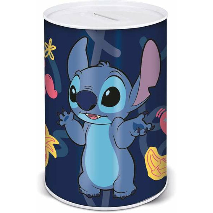 Digitale Stitch Spardose aus Metall mit Palmen Dekor. Süße Spardose für Kinder.