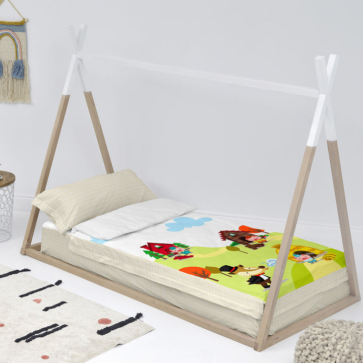 Bettbezug mit Füllung HappyFriday Mr Fox Piggys Bunt. Buntes Design mit fröhlichen Cartoon-Figuren.