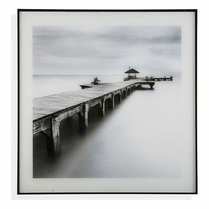 Bild Versa Kristall Wandkunst mit Steg-Motiv in Schwarzweiß, 50x50 cm.