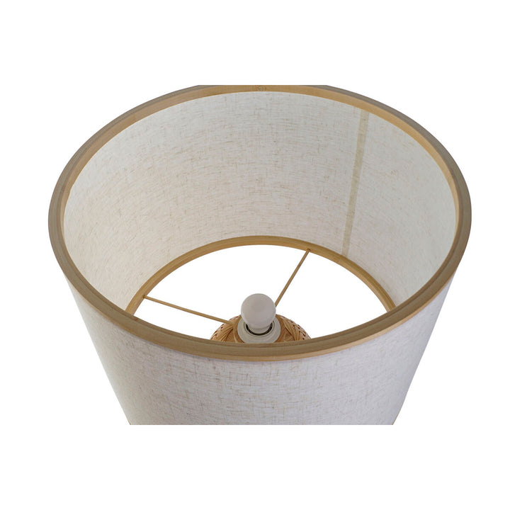 Nahaufnahme der Bambus Tischlampe mit beigem Schirm - Homely Family Shop
