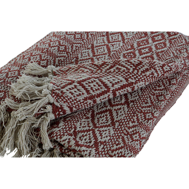 Bunte Esprit Wohndecke mit Rautenmuster und Fransen. Bettdecken Home Textilien.