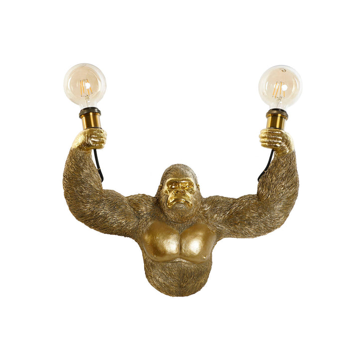 Goldene Gorilla Wandleuchte mit zwei Glühbirnen - homely Family Shop