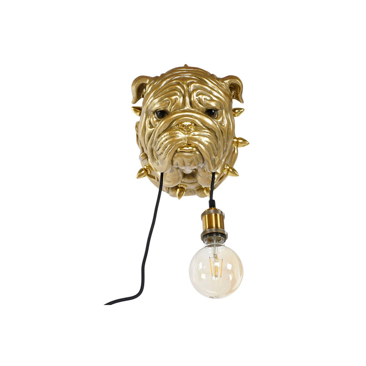 Goldene Bulldog Wandleuchte Harz mit Glühbirne - homely Family Shop