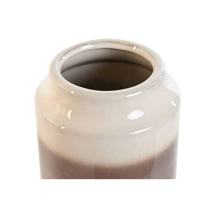 Nahaufnahme: Bunte ESPRIT Steingut Vase mit Farbverlauf, beige zu braun.