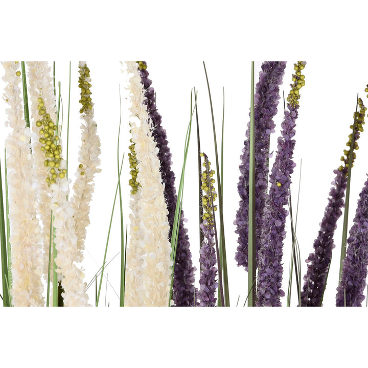 Dekorative Home ESPRIT Kunstpflanze mit weißen und lila Blütenständen und grünen Stielen.