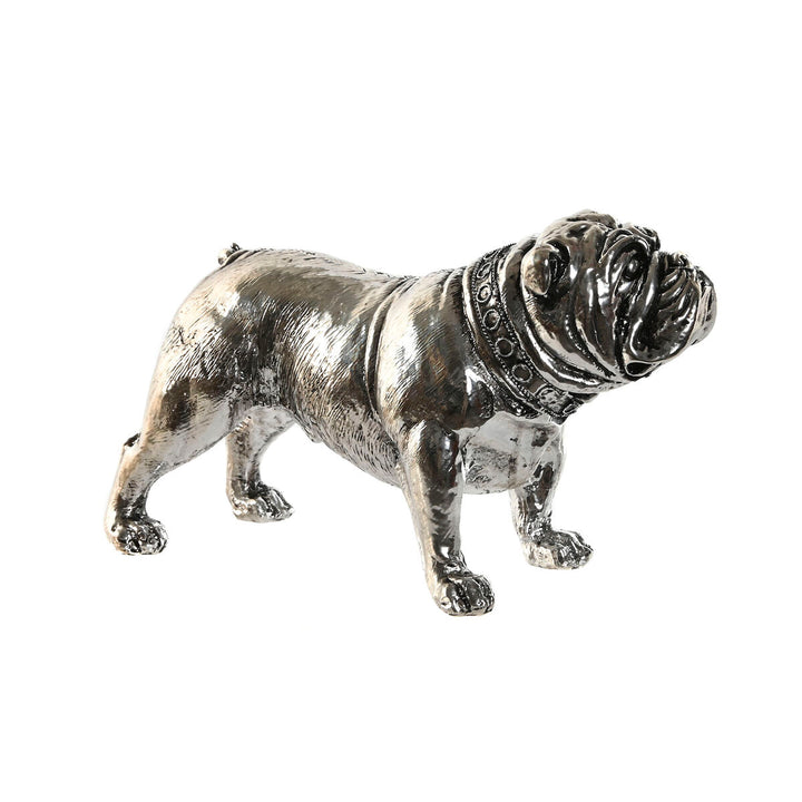 Silberne Deko-Figur eines Bulldog. Loft Hund Design mit feinen Details.