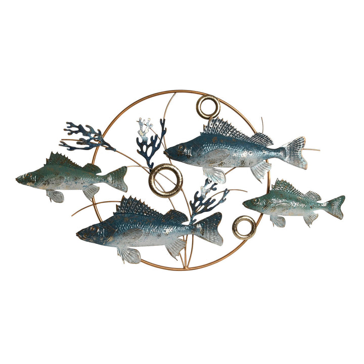 Blaue und goldene ESPRIT Wanddekoration mit Fischen. Mediterranes Design für Ihr Zuhause.