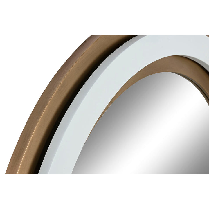 Detailaufnahme vom runden Wandspiegel in Weiß und Gold - homely Family Shop