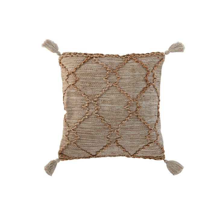 Beige Home ESPRIT Kissen mit Boho Muster und Quasten, 45x45 cm.