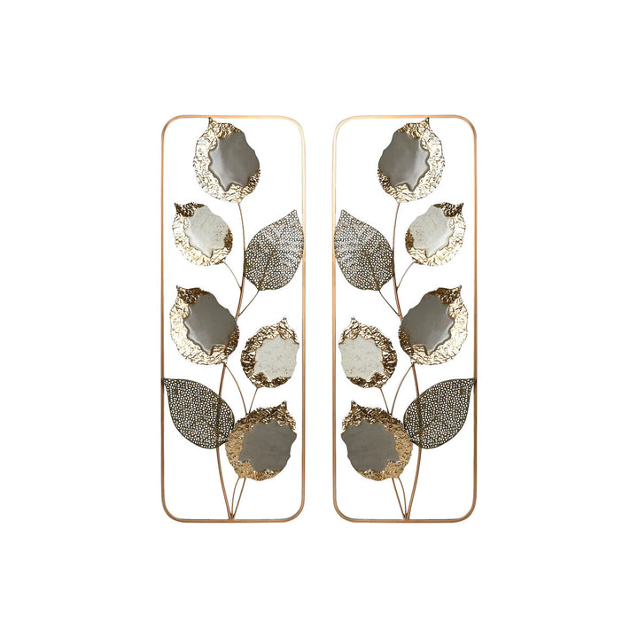 Moderne graue und goldene ESPRIT Wanddekoration mit Blumenmuster, 2er-Set.