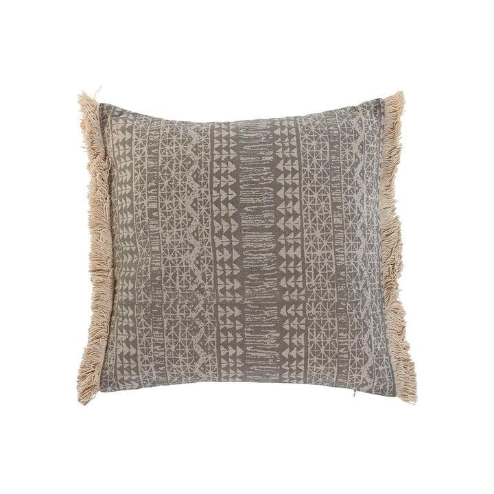 Graues ESPRIT Home Kissen im Boho-Stil mit Fransen, 45x45 cm.