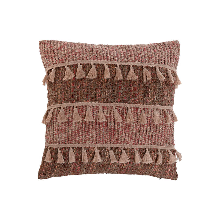 Dekoratives ESPRIT Home Kissen im Boho-Stil mit Quasten und horizontalen Streifen.