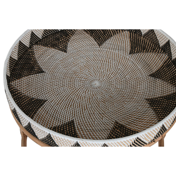 Nahaufnahme Rattan Tischplatte mit gewebtem Muster - homely Family Shop