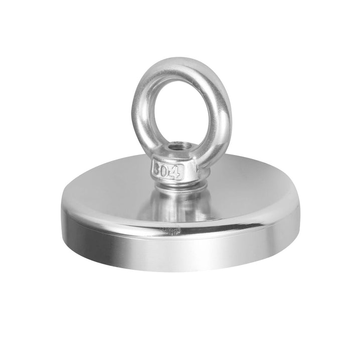 Silberner Ferrestock Magnet Ø 6 cm mit Ring für einfache Handhabung.