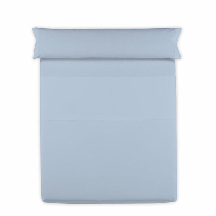 Blaues Hosteline Mixcolors Oberlaken für Einzelmatratze. Schlichtes Design, sanfte Farbe.