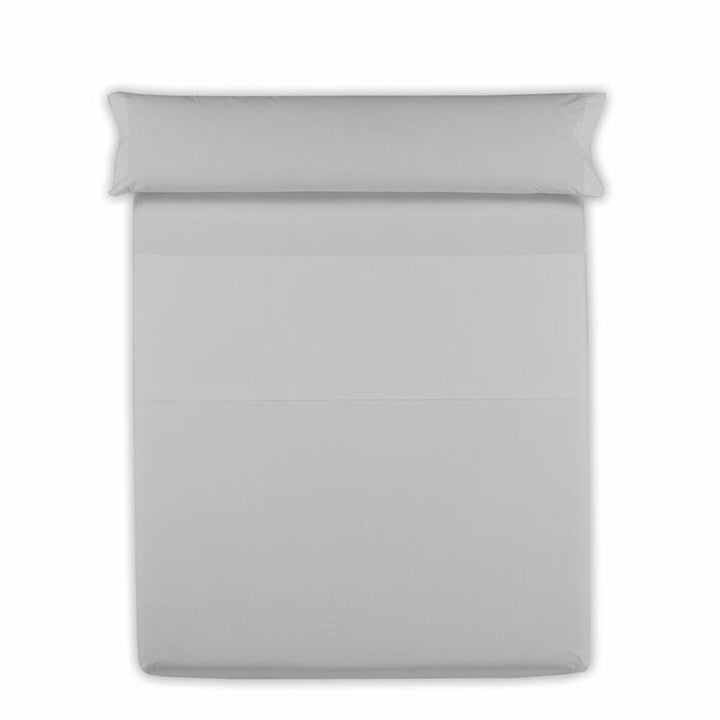 Graues Hosteline Oberlaken für Einzelmatratze. Glatte, einfarbige Textur.