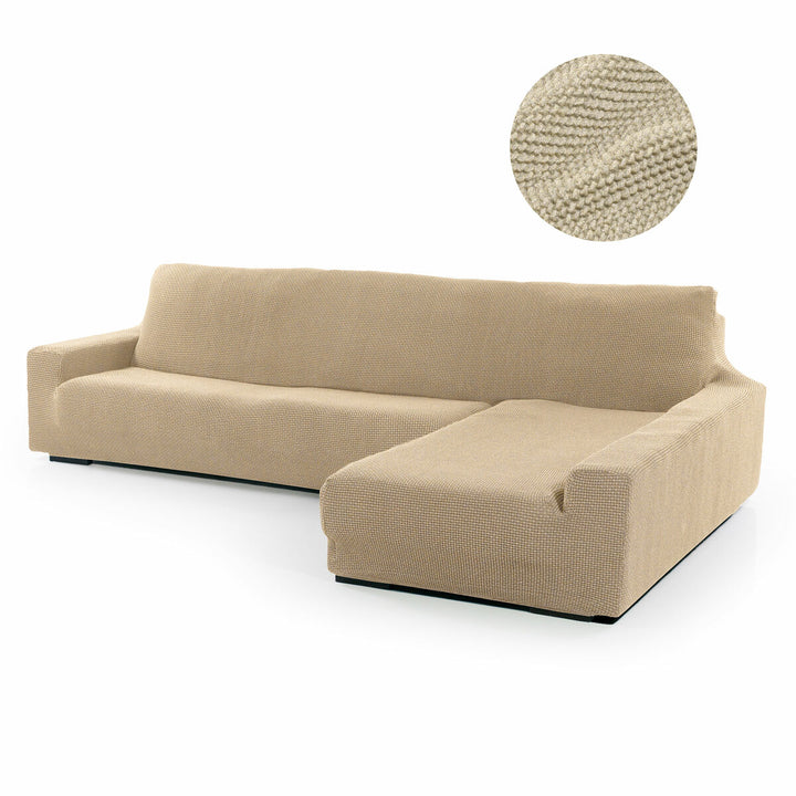 Beige Chaiselongue Bezug Sofaskins mit Struktur für lange Armlehne rechts.