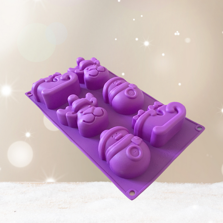 Lila Silikon Backform mit Weihnachtsmotiven, Backzubehör - homely Family Shop