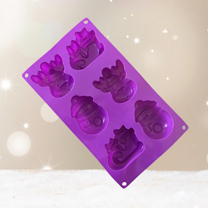 Lila Silikon Backform mit Rentier und Schneemann Motiven - homely Family Shop