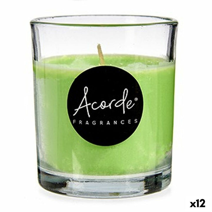 Grüne Tee Duftkerze im Glas mit Acorde Fragrances Logo. Frischer Duft.