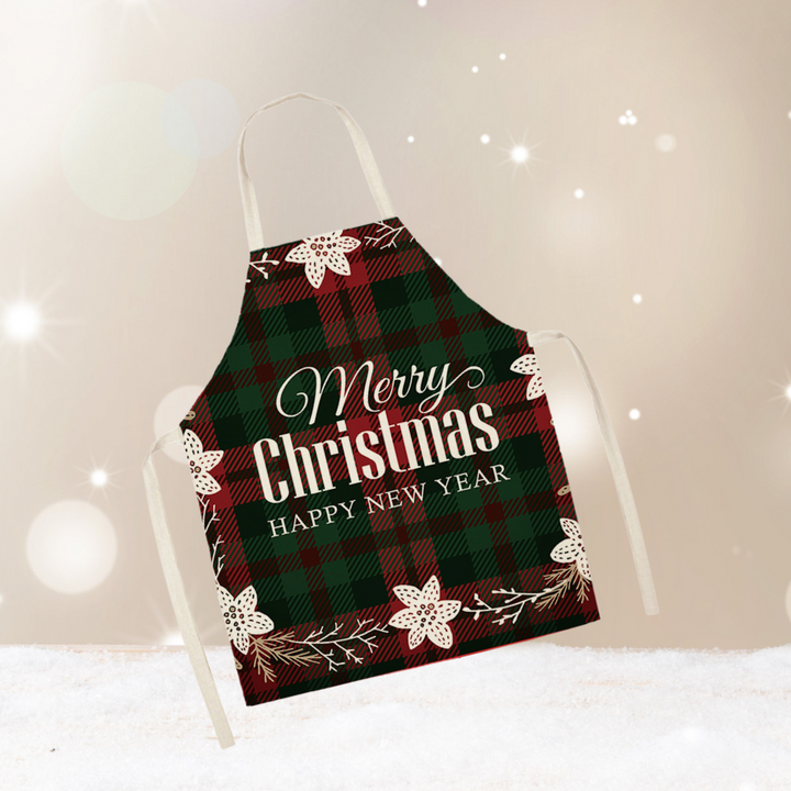 Weihnachtsschürze im Karodesign mit Blumenmuster zum Backen - homely Family Shop