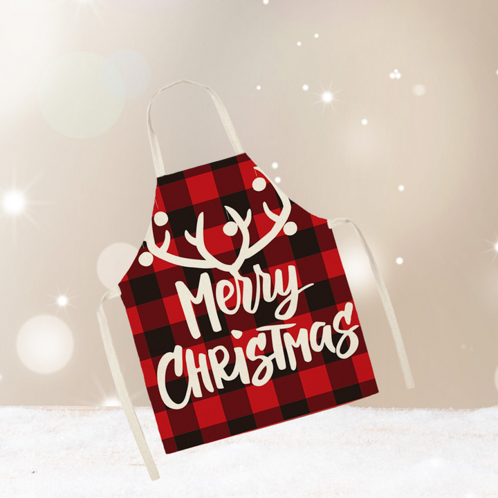 Weihnachtsschürze mit Karo und 'Merry Christmas' Design zum Backen - homely Family Shop