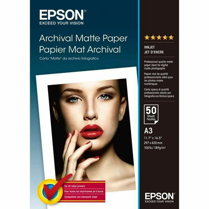 Epson A3 mattes Fotopapier für Tintenstrahldrucker, 50 Blatt. Ideal für hochwertige Fotoausdrucke.