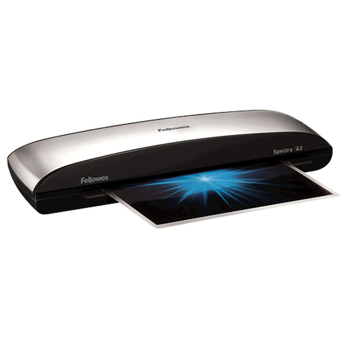 Fellowes Spectra A3 Laminiergerät in Schwarz und Grau. Dokument wird laminiert.