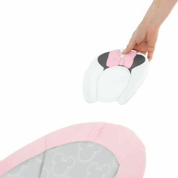 Rosa Bright Starts Minnie Mouse Baby-Liegestuhl mit Minnie Maus Kopfstütze.