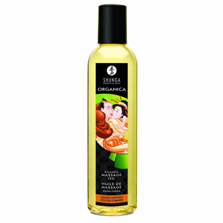 Shunga Organica Massage Öl mit Mandelduft. Kussbares Öl für sinnliche Massagen.