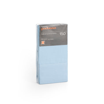 Verpacktes hellblaues Paduana Oberlaken, 260 x 270 cm, aus Baumwoll-Polyester-Mischung.