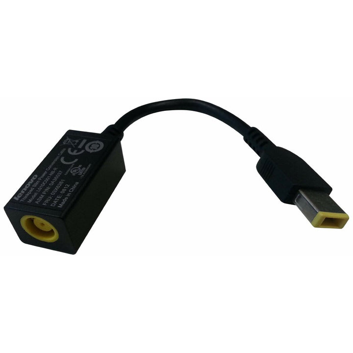 Schwarzes Lenovo 0B47046 Stromkabel mit rechteckigem und rundem Anschluss.