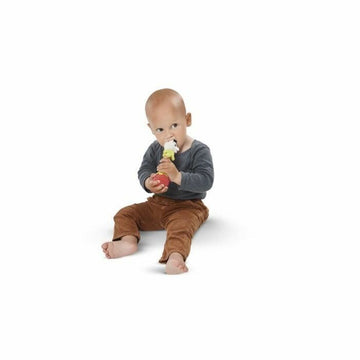 Baby spielt mit Sophie la Girafe Beiss-Rassel, sensorisches Spielzeug - homely Family Shop