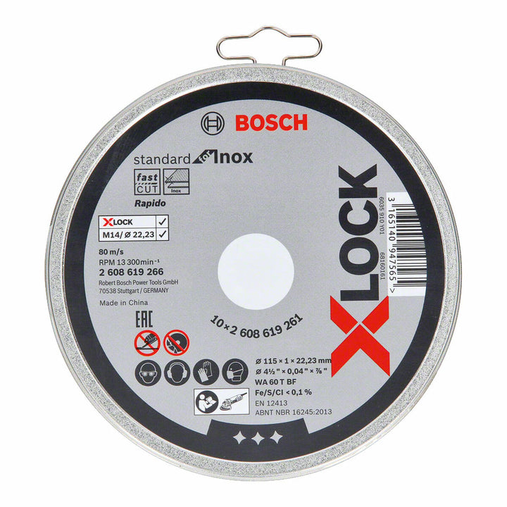 BOSCH X-Lock Trennscheibe, Standard Inox Ausführung mit X-Lock System und klaren Spezifikationen.