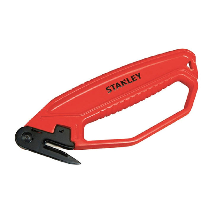 Roter Stanley Cutter mit scharfer Klinge. Vielseitiges Schneidwerkzeug.