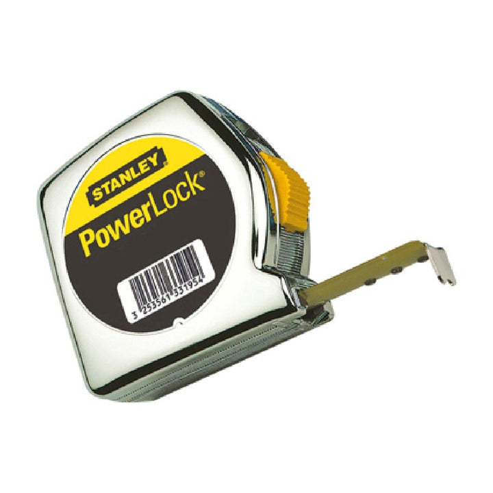 Stanley POWERLOCK Flexometer mit ABS Gehäuse und gelbem Verschluss. Präzises Messwerkzeug.