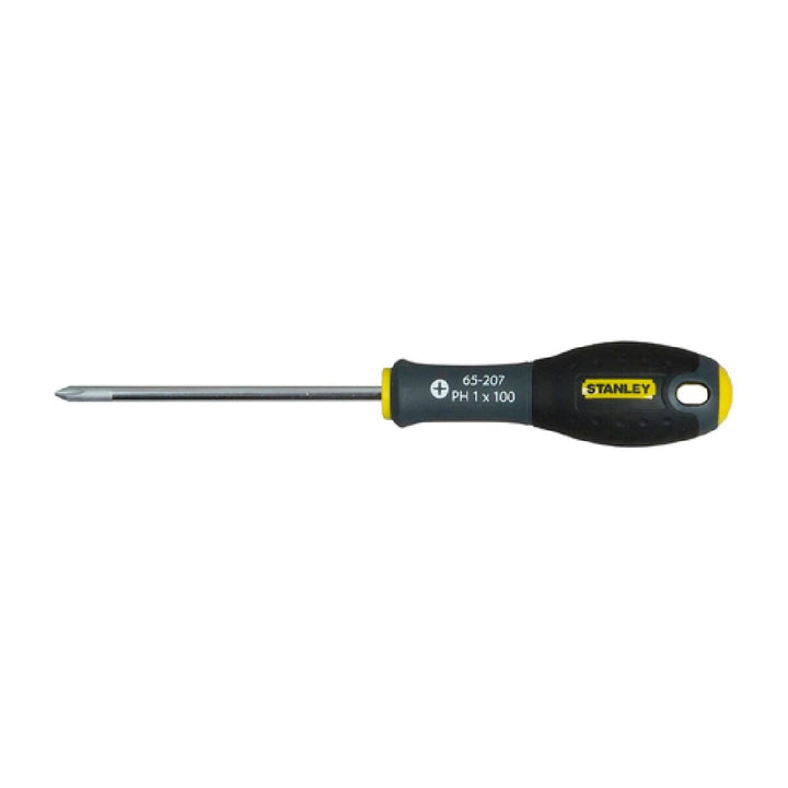 Stanley Schraubenzieher PH4 mit schwarzem Griff und silberner Klinge.