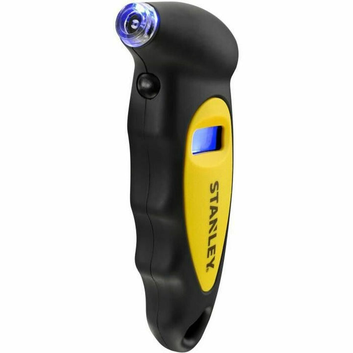 Stanley STHT80874-0 Entfernungsmesser in Schwarz und Gelb mit digitalem Display und Sensor.