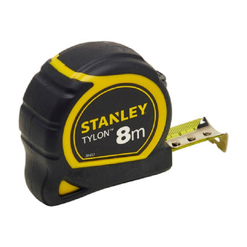 Stanley Flexometer 8m x 25mm, schwarzes und gelbes Gehäuse. Messwerkzeug.