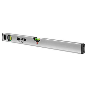 Silberne Stanley Classic Wasserwaage 80 cm mit Libellen für präzises Nivellieren.