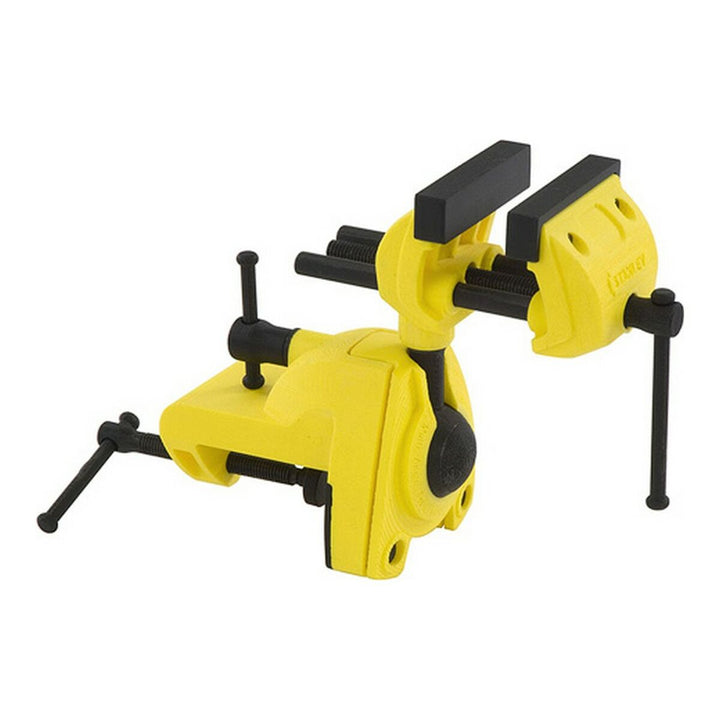 Gelber Stanley Schraubstock für Holzbearbeitung mit 70 mm Kapazität.