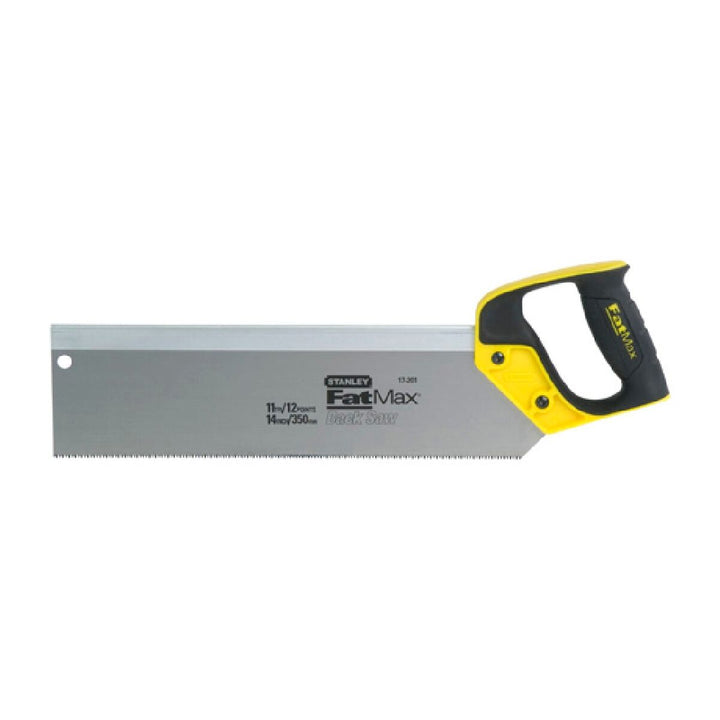 Stanley Säge 300 mm mit grauem Blatt und ergonomischem gelb-schwarzem Griff.