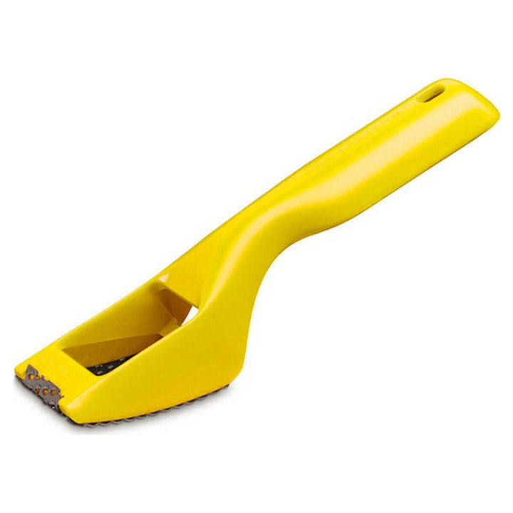 Gelbe Stanley Surform Schreinerbürste. Handwerkzeug mit ergonomischem Griff und scharfer Klinge.