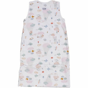 Weißer Tineo Schlafsack mit Heißluftballons und Waldtiere Muster für Babys.