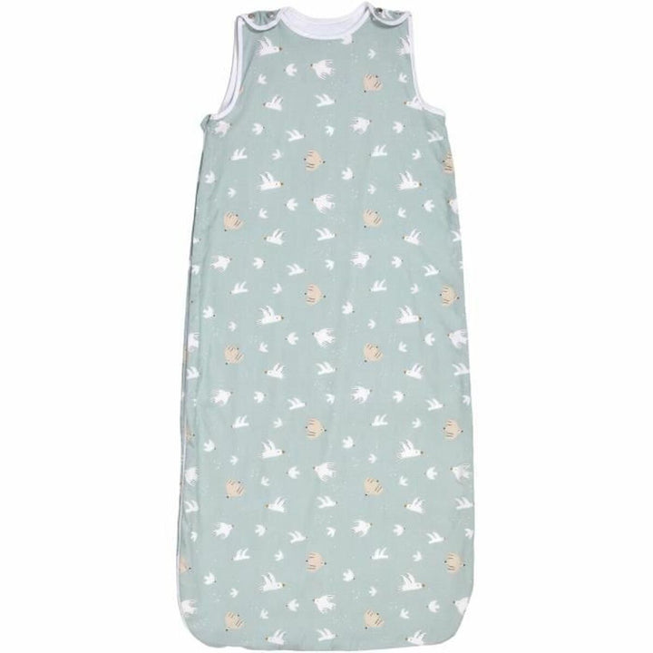 Hellblauer Schlafsack mit Vogelmuster für Babys. Tineo Schlafsack.
